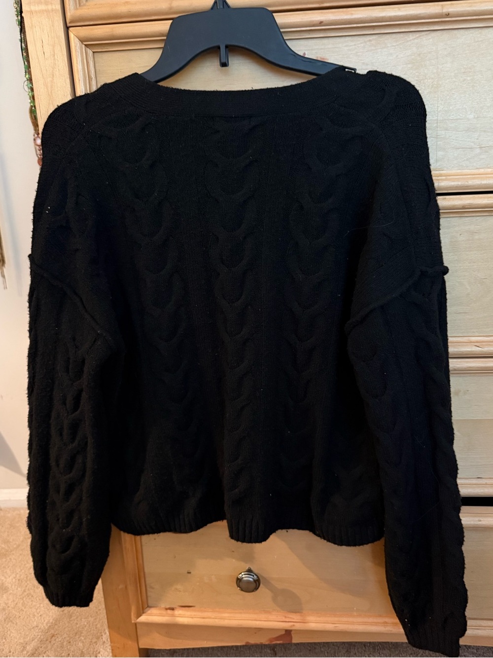 wild fable Black Cable-Knit V-Neck Button Cardigan - Picture 4 of 4